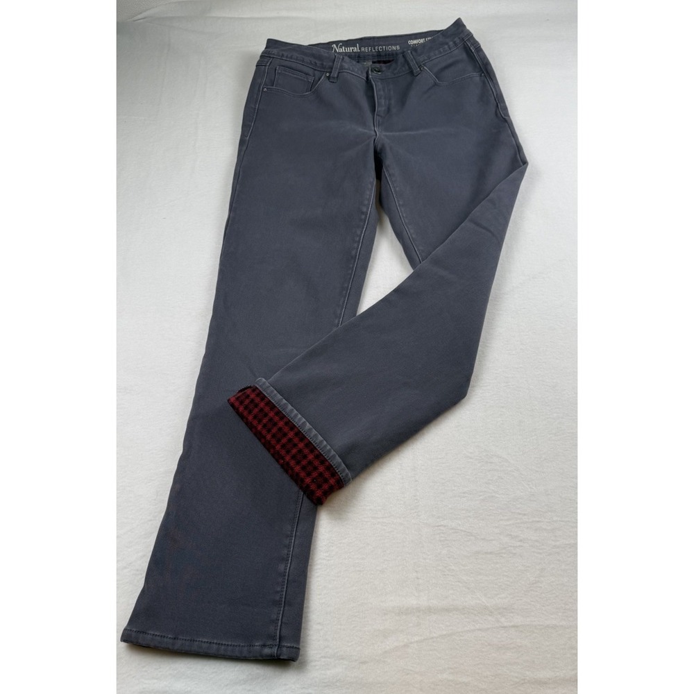 Natural Reflections Pants Womens 8 Gray Fleece Lined Cozy Comfort Stretch Twill